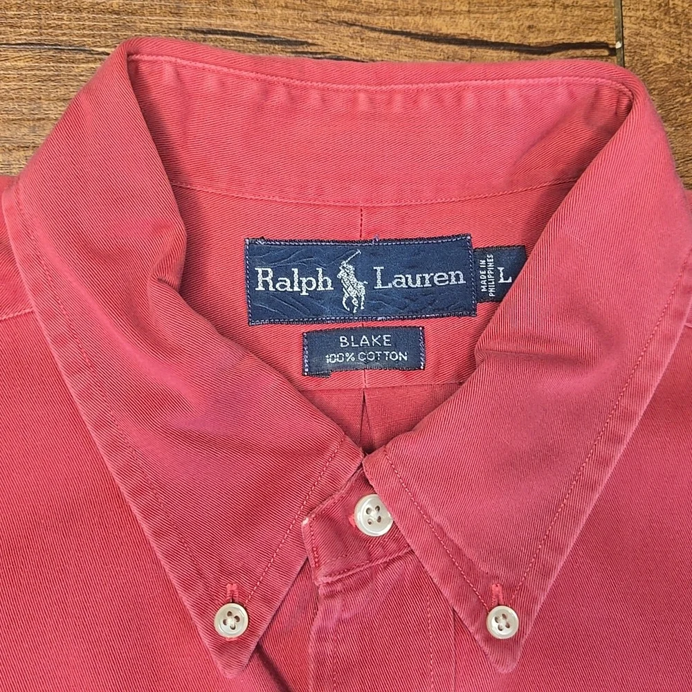 Polo Ralph Lauren Mens Red Button Down‎ Shirt Classic Cotton Large Heritage Prep